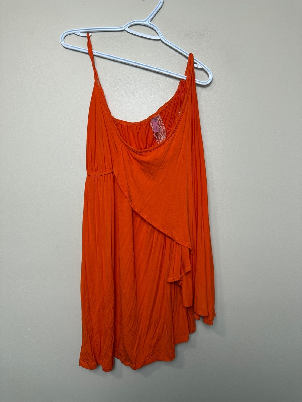Cinnamon Orange Asymmetric Draped Slip Dress